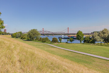 Duisburg-Baerl - View to House-Knipp-Railway-Bridge named after a former Noble Seat, North Rhine...