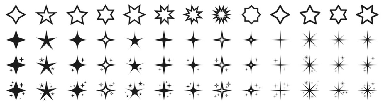 Stars set icons. Rating star signs collection – for stock