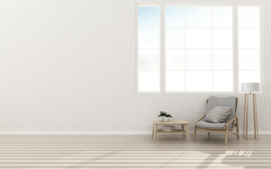 Empty room with chair.Comfort space in hotel. Modern interior design. -3d rendering