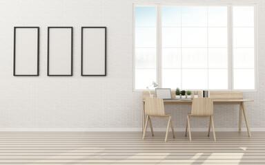 Living room with background and chair see landscape. working space. working background. interior of working room. -3d rendering