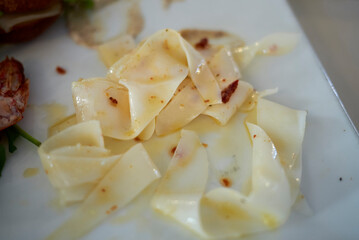 Raw squid salad with chili pepper