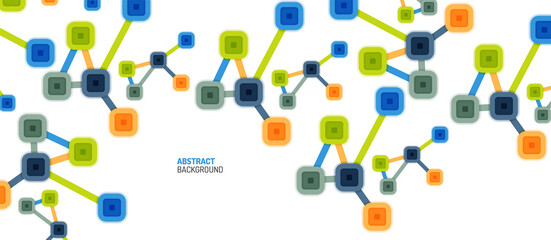 Abstract square dot connections, flat style multicolored geometric background for Wallpaper, Banner, Background, Card, Book Illustration, landing page or poster design