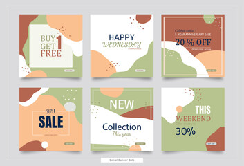 Social media sale collection posts. Promotional square banner colorful template  design. Vector  modern abstract for business website creative . 