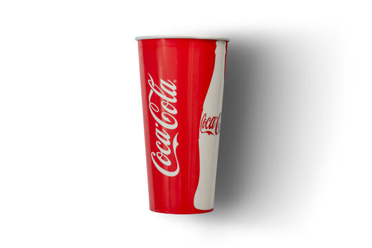 BANGKOK, THAILAND - June 10, 2020: Zero Coca-cola paper cup on white background. Coca-Cola is a world famous carbonated soft drink. Illustrative editorial	