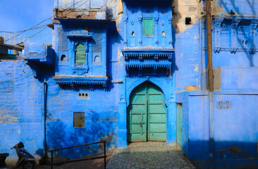 The bright blue streets of the Blue City of Jodhpur, India
