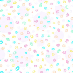 Seamless texture with colored spiral curls. Hand-drawn, doodle texture for your design. Background, print, texture.