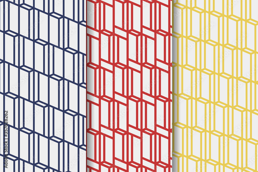 Poster seamless vector pattern. abstract geometric background. 3d linear grid structure from rectangles. th
