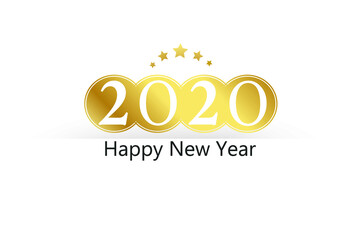 2020 happy new year Luxury Golden anniversary, minimalist logo.  jubilee, greeting card. Birthday invitation. Gold space vector illustration on white background - Vector