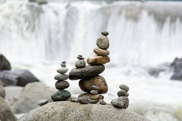 stack of stones in water, gravity glue 