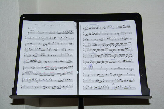 Sheet music with notes on the lectern