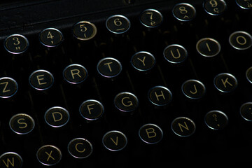 Detail of typewriter keys of the past