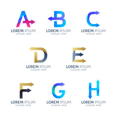 initial alphabet arrow logo design set