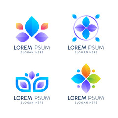 Fototapeta na wymiar colorful leaf logo design set