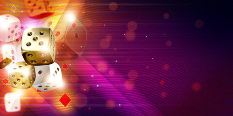 Casino theme background illustration with gambling dice concept for sicbo or craps. 3D illustration	