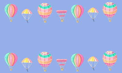 Balloons and parachutists postcard