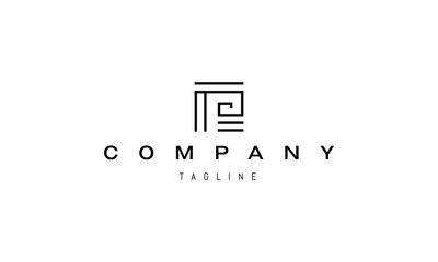 Vector logo on which the abstract image of the letter P in a linear style in the shape of a square.