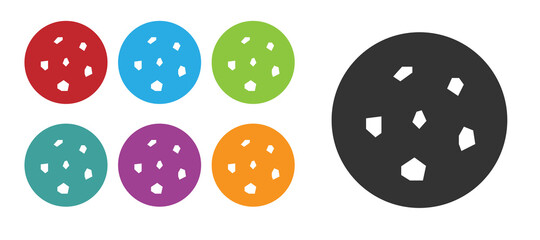 Black Cookie or biscuit with chocolate icon isolated on white background. Set icons colorful. Vector Illustration.