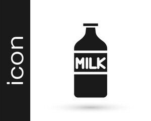 Grey Closed glass bottle with milk icon isolated on white background. Vector Illustration.