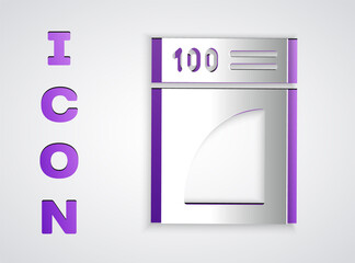 Paper cut Coffee paper filter icon isolated on grey background. Paper art style. Vector Illustration.