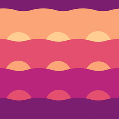 Seamless repeating pattern of wavy stripes and half circles