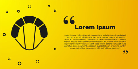 Black Parachute icon isolated on yellow background. Extreme sport. Sport equipment. Vector Illustration.