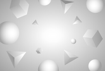 White Abstract geometric 3D background with copy space. illustration graphic design for banner, poster, and wallpaper.