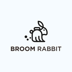 broom bunny logo. rabbit logo