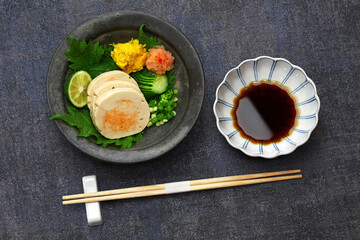 Fototapeta na wymiar ankimo, steamed monkfish liver, japanese cuisine