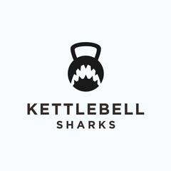 Gym shark logo. kettlebell icon
