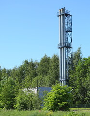 Obraz premium Gas electric substation with high pipes