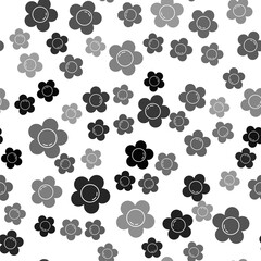 Naklejka na ściany i meble Black Flower icon isolated seamless pattern on white background. Vector Illustration.