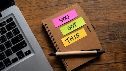 You got this! Handwriting on a sticky note. Business concept.