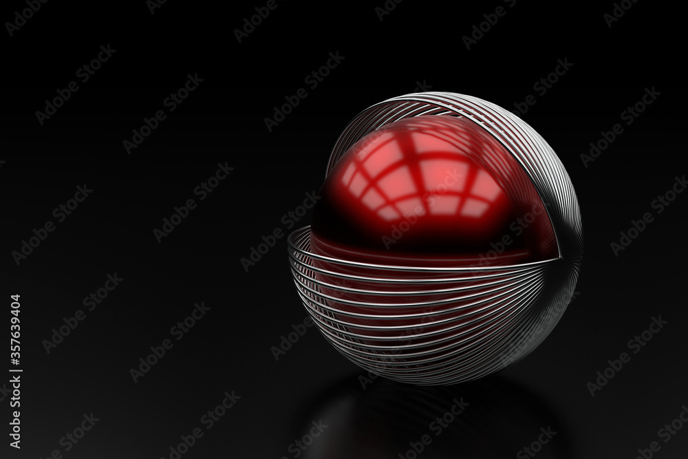 Wall mural abstract background of circle metal. 3d rendering.