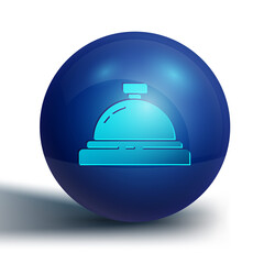 Blue Hotel service bell icon isolated on white background. Reception bell. Blue circle button. Vector Illustration.