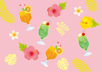 南の島のハイビスカスのイラスト