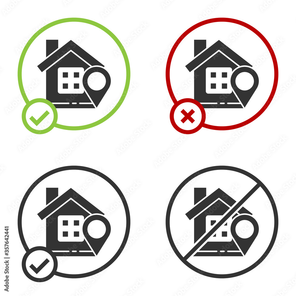Poster black map pointer with house icon isolated on white background. home location marker symbol. circle 