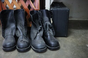 black leather boots