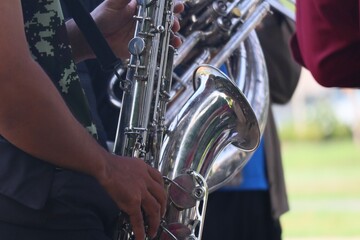 man playing saxophone