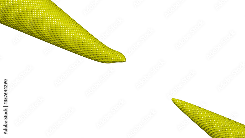 Aufkleber 3d illustration of a geometrical shape of yellow color on a white abstract background as a curved an