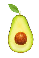 Avocado isolated on white background. Avocado Haas Whole and cut in half  close up