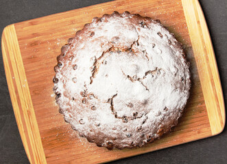 Tasty homemade pie with raisin