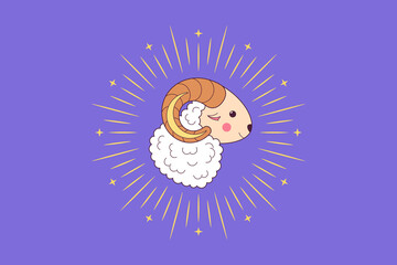 Muslim holiday Eid al Adha Mubarak. Feast of the Sacrifice, cute Sheep