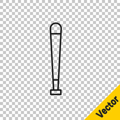 Black line Baseball bat icon isolated on transparent background. Sport equipment. Vector Illustration.