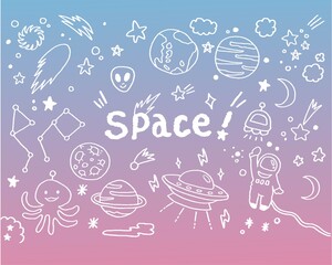 手描きの宇宙アイコンセット © omoti