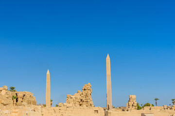 Granite obelisks in a Karnak temple. Luxor, Egypt.
