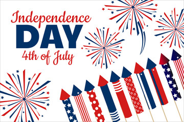 Independence Day in United States of America, USA. 4th of July. Holiday concept. Template for background, banner, card, poster with text inscription. Vector EPS10 illustration.
