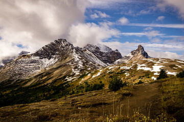 Snow covered peaks in canadian Rocky Mountains