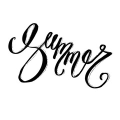 Hand lettering inspirational quote about summer. Vector fun hipster illustration. Ink calligraphy for your poster, banner, flyer, logo or label