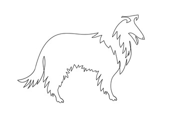 Collie icon. Dog breed collie painted one line. Dog tattoo.