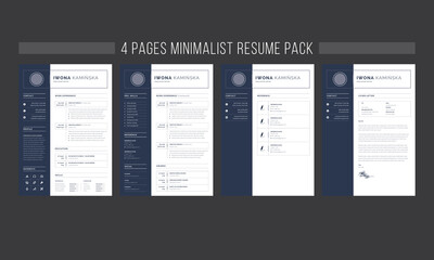 Resume template. Cv professional or designer jobs resumes. Work in best corporate. Professional job hiring list, business work hr interview document vector illustration, minimalist & clean resume